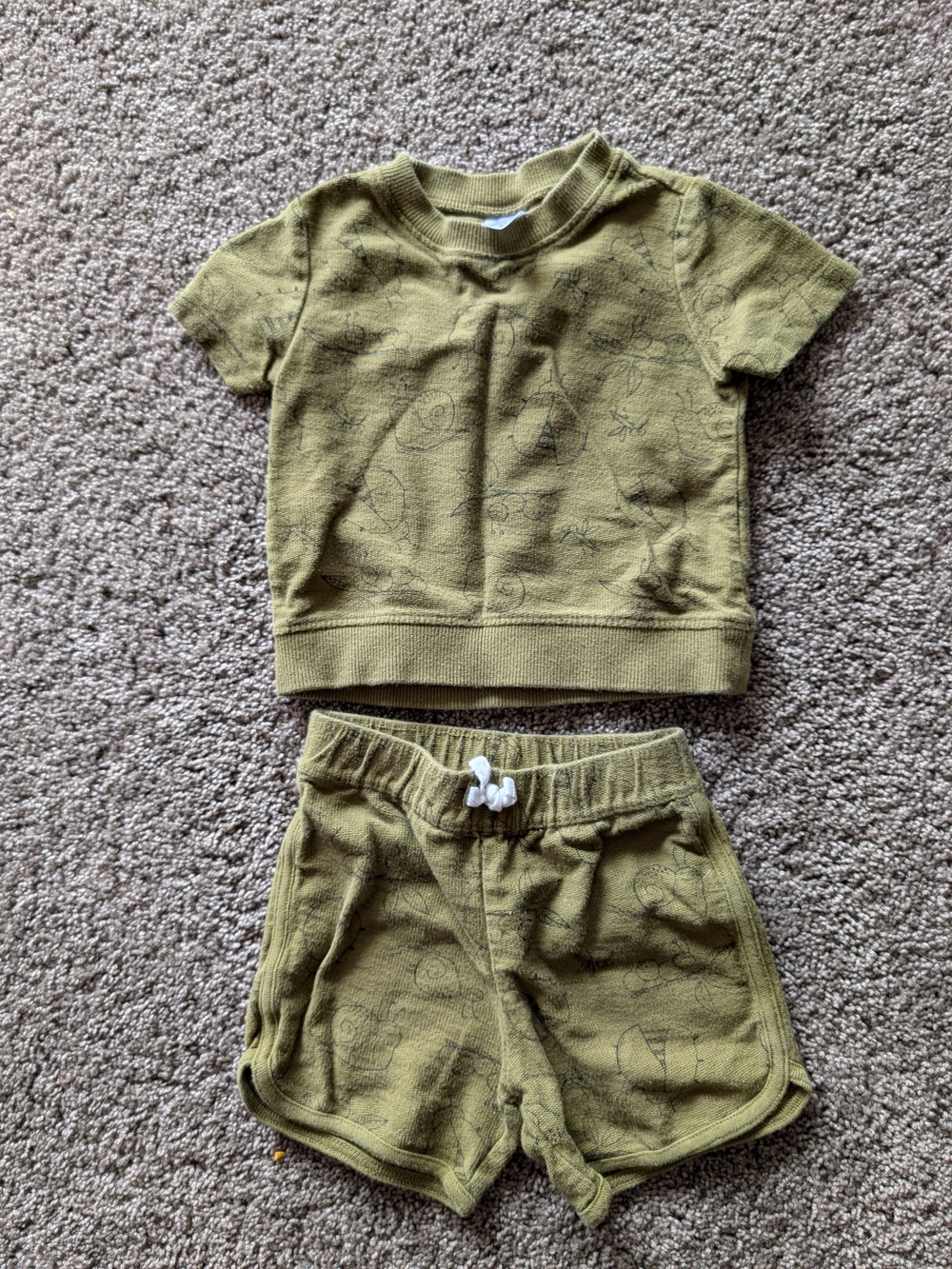 Carter's Olive Green Short Set with Subtle Print